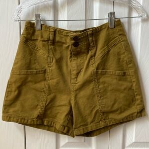 Target Universal Threads Mustard denim high waisted button shorts Size 0 or 25